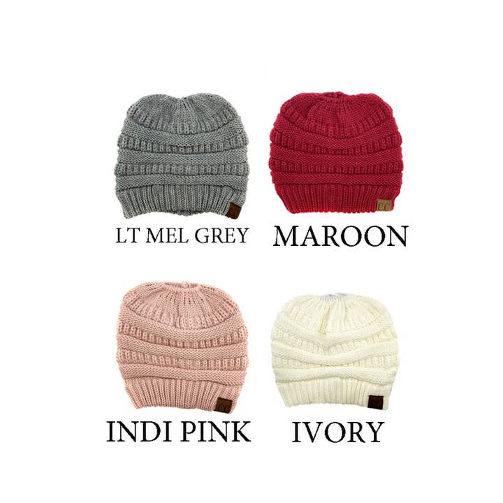 Suzie Q USA - Wholesale Beanie - Women's - CC Messy Bun KNITTED BEANIE9