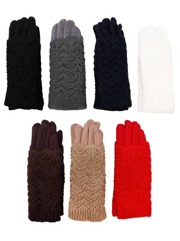 Guanti a doppio strato in maglia a coste con punto a rete all'uncinetto per la vendita all'ingrosso da parte di Cap Zone