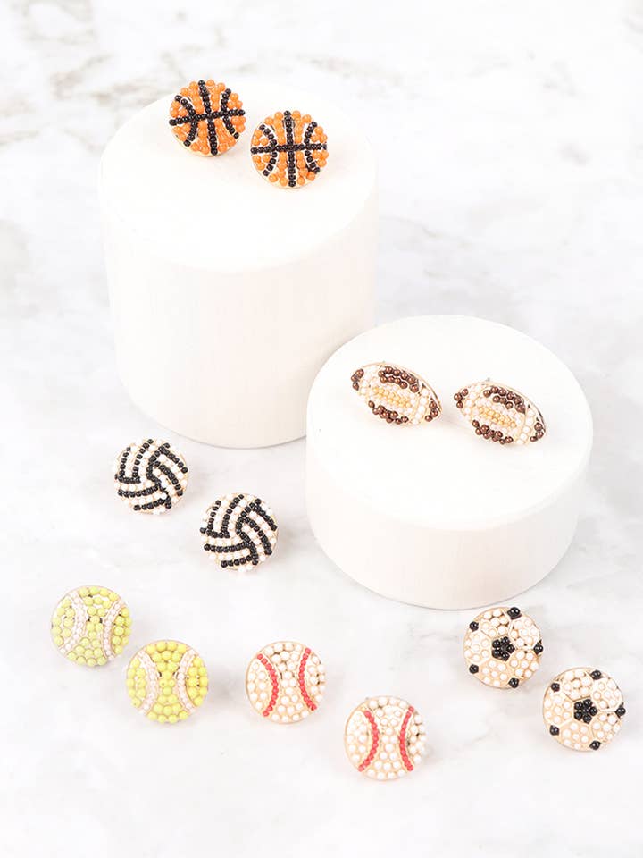 Women's Trendy Sporty Sports Seed Bead Stud Earrings for wholesale by MYS Wholesale Inc