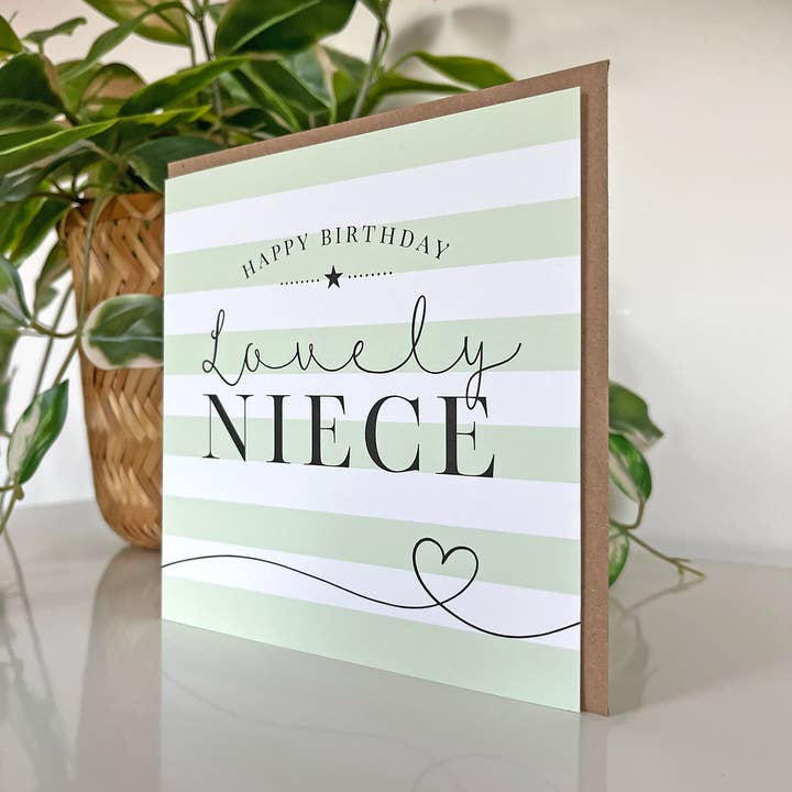 Michelle Fiedler Design – wholesale Birthday card – Candy Stripe Lovely Niece1