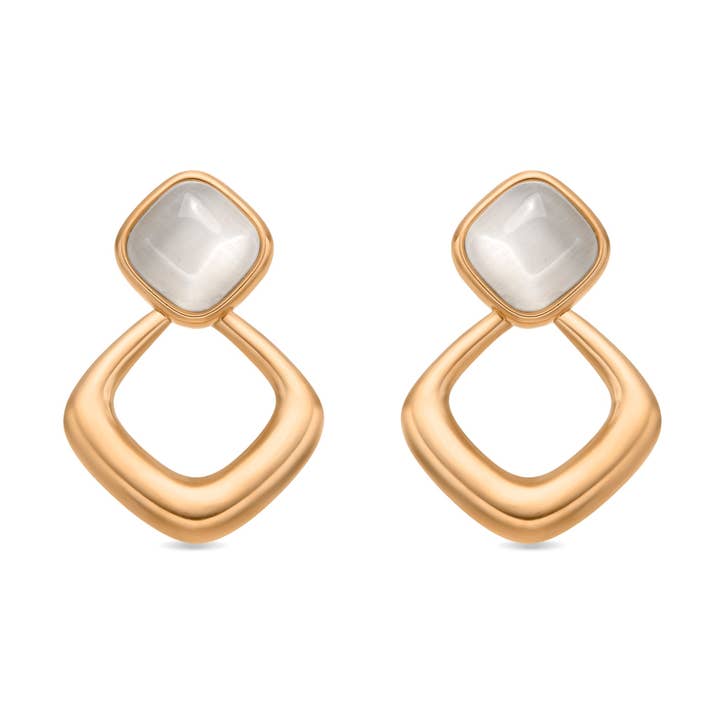 Brincos Luxenter acabamento em ouro amarelo de 18k e Olho de Gato - Lormis por atacado de Luxenter