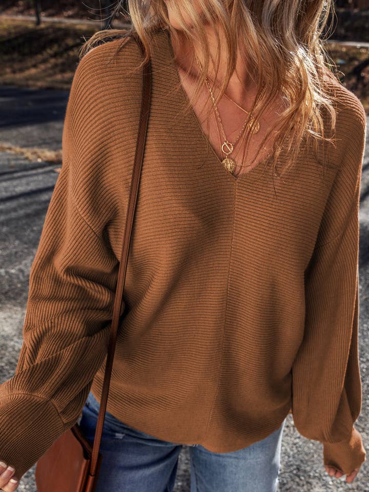 Brown Fireside Latte Sweater for wholesale on Faire