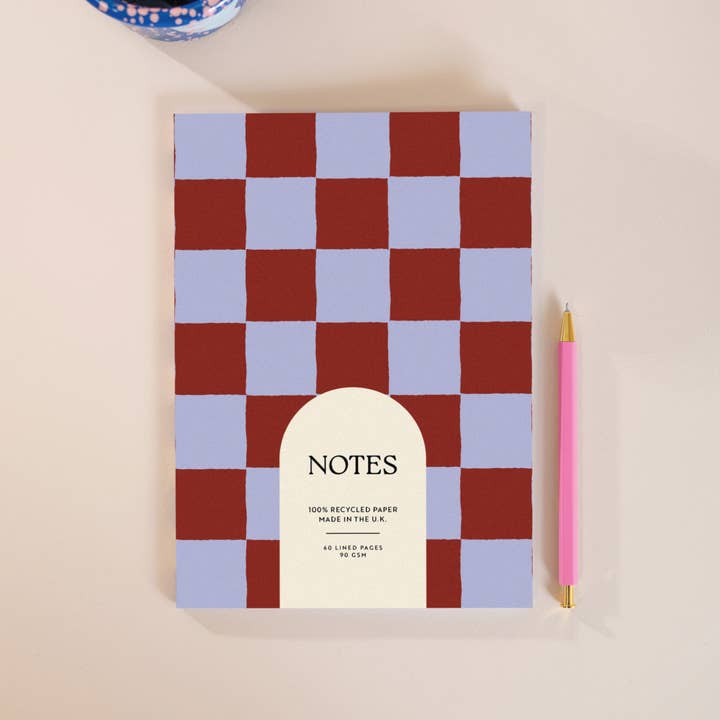 A5 Blue Berry Check Notebook for wholesale by Good Tuesday (Once Upon a Tuesday)