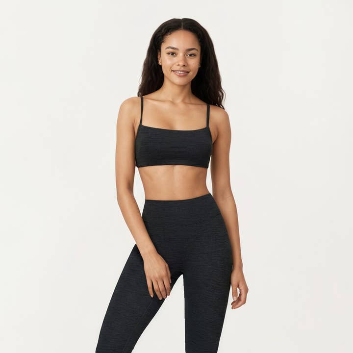 Active by Anna-Kaci - Wholesale Bralette - Women's - Seamless Rib Knit Bralette Top with Adjustable Spaghetti Str13