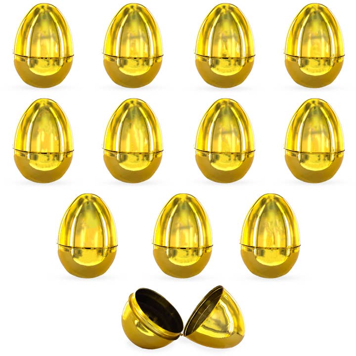 Set of 12 Very Shiny Golden Plastic Easter Eggs, 2.25 Inches for wholesale by BestPysanky
