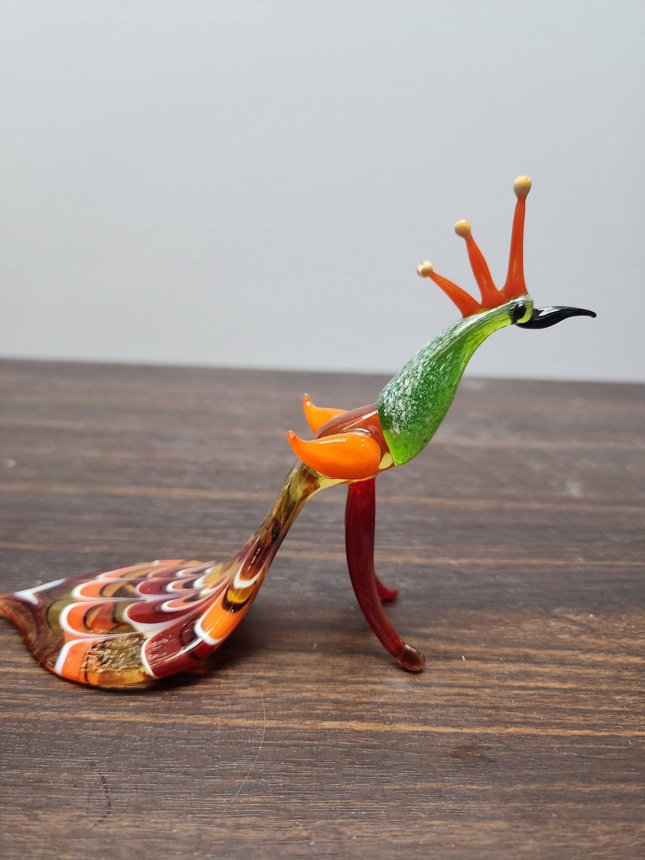 Glass by Iness - Wholesale Decorative Figurine - Naturally Colored Glass Figurine - Handcrafted - Peacock Design5