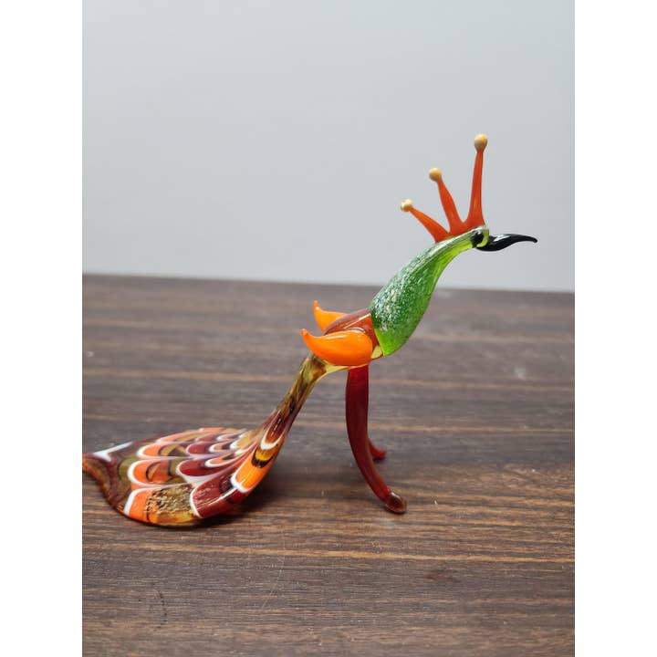 Glass by Iness - Wholesale Decorative Figurine - Naturally Colored Glass Figurine - Handcrafted - Peacock Design5