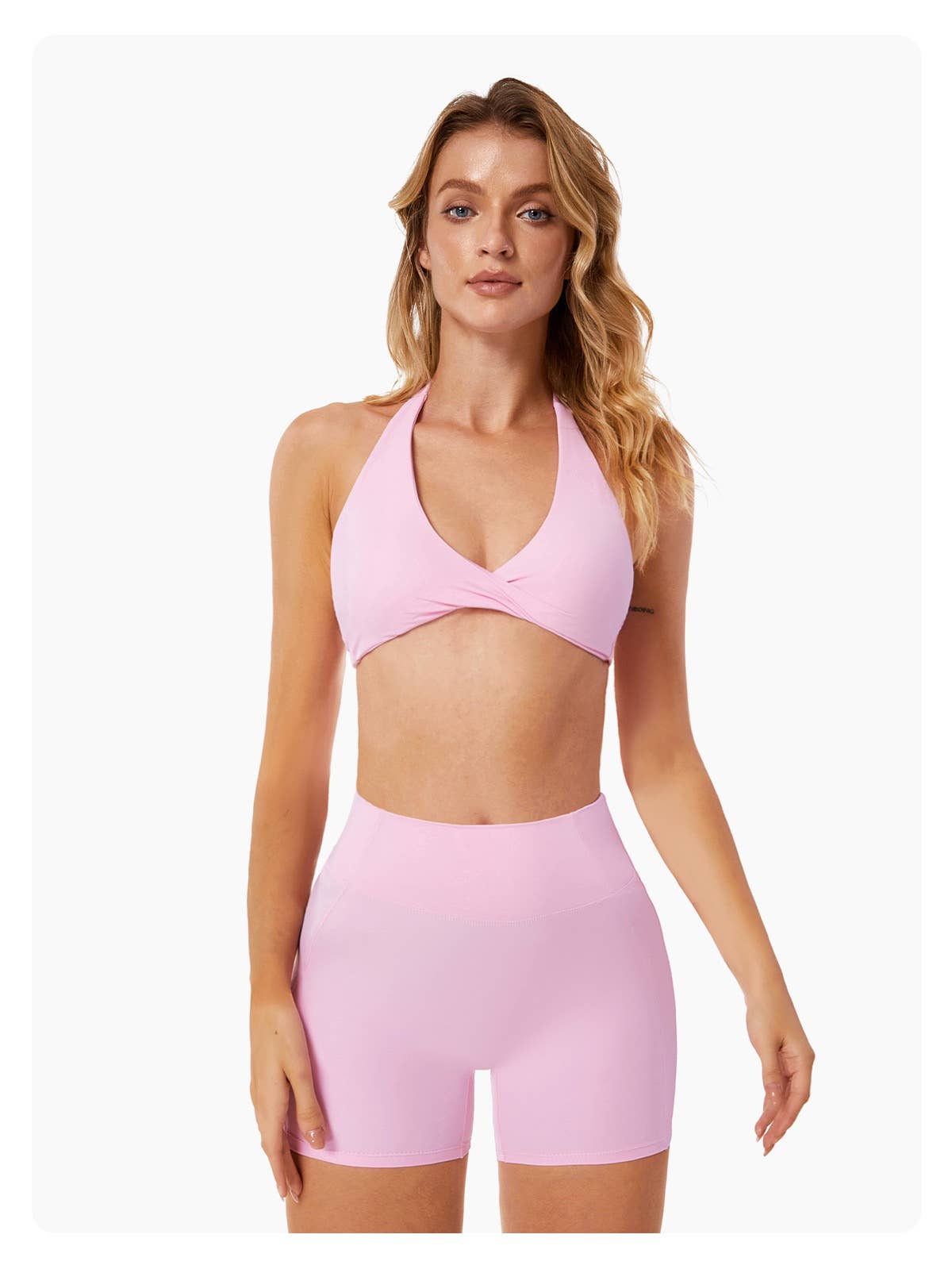 Mantra Active - Wholesale Activewear Set - Women's - Chloe Twist Front Sports Bra & Shorts Activewear Set 1