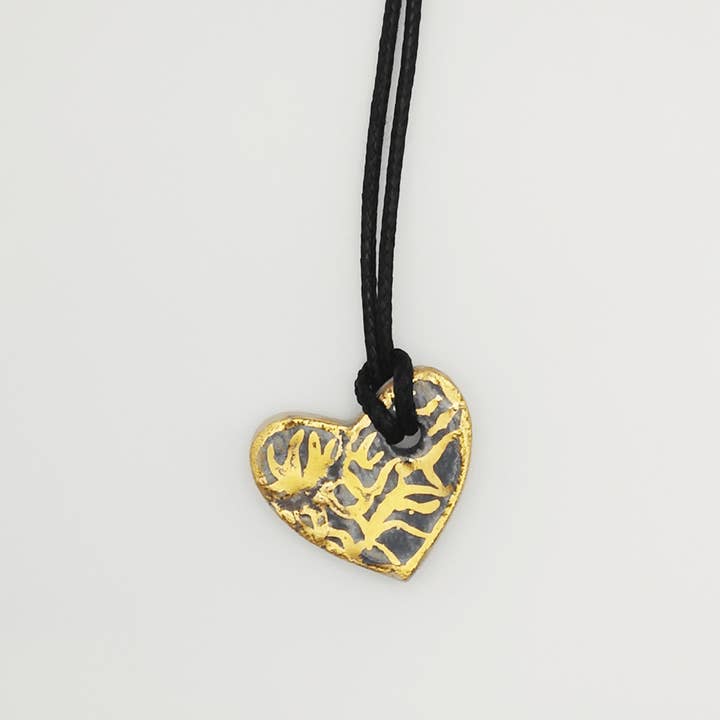 Corinne Ceramique - Wholesale Pendant/Charm Necklace - Collier cœur bleu cordon cuir4