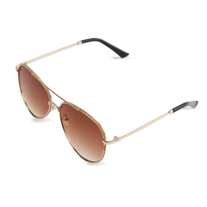 COCO + CARMEN - Wholesale Sunglasses - Women's - Hilary Aviator Sunglasses with Sparkle Lens