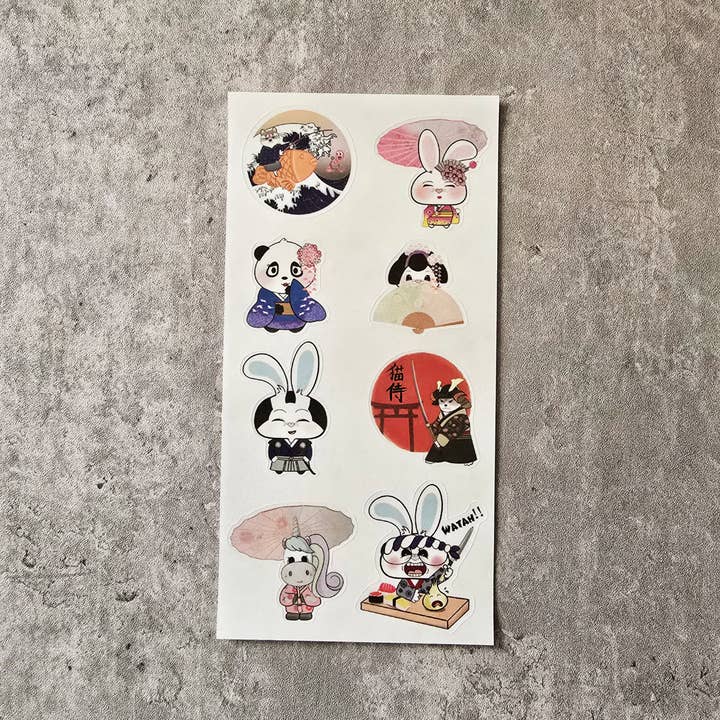 Miyo Art Design - Wholesale Sticker - Kimono Critters Sticker Sheet (2 Sheets)2