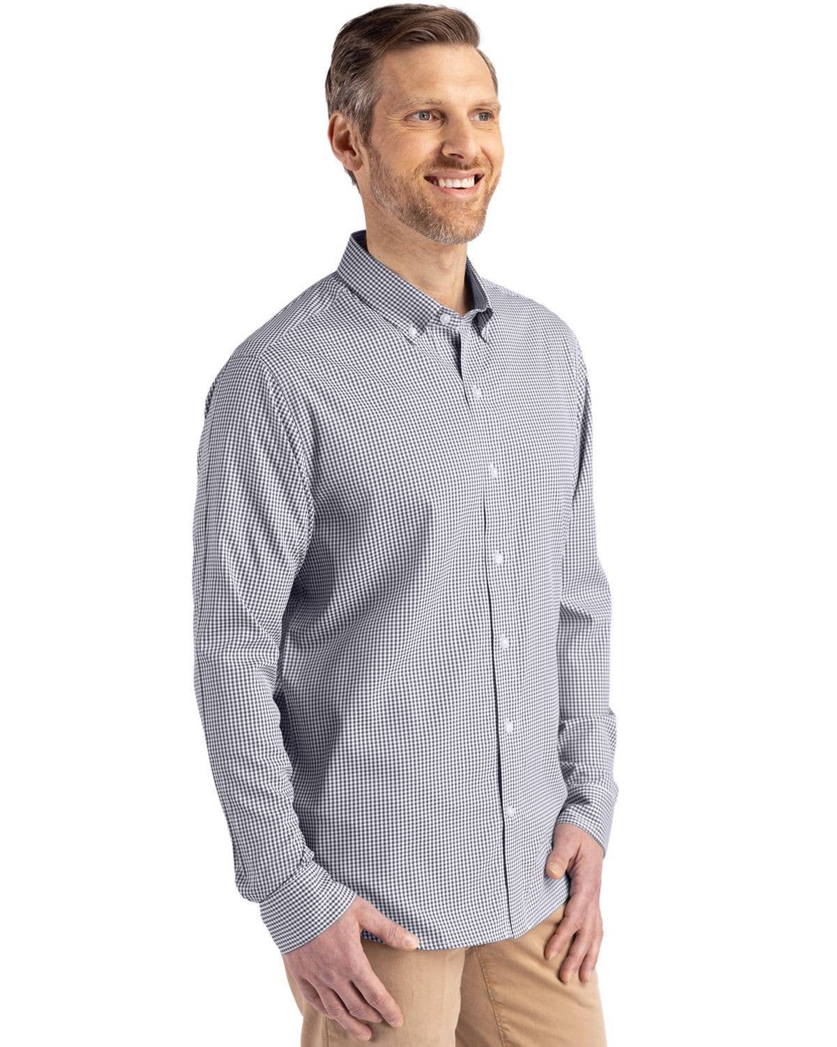 Cutter & Buck - Wholesale Button Down Shirt - Men's - Cutter & Buck Skyline Gingham Mens Big & Tall Dress Shirt7