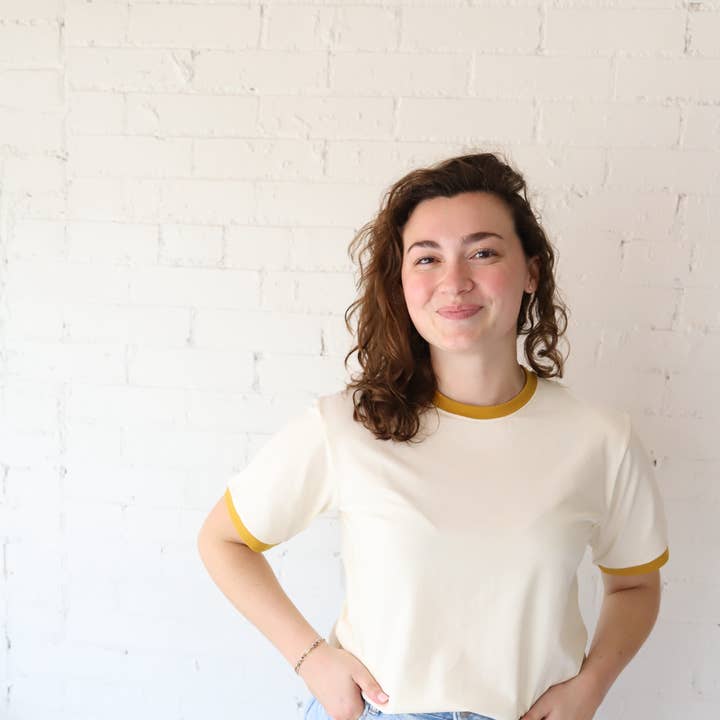 Polished Prints - Wholesale Shirt - Women's - Classic Women's Ringer Tshirt in Mustard, Blank TShirts1