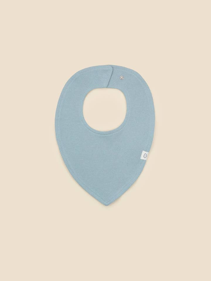Organic Cotton Waffle Triangle Bib - Dusk Blue for wholesale by Lūmmi in Colour Babywear