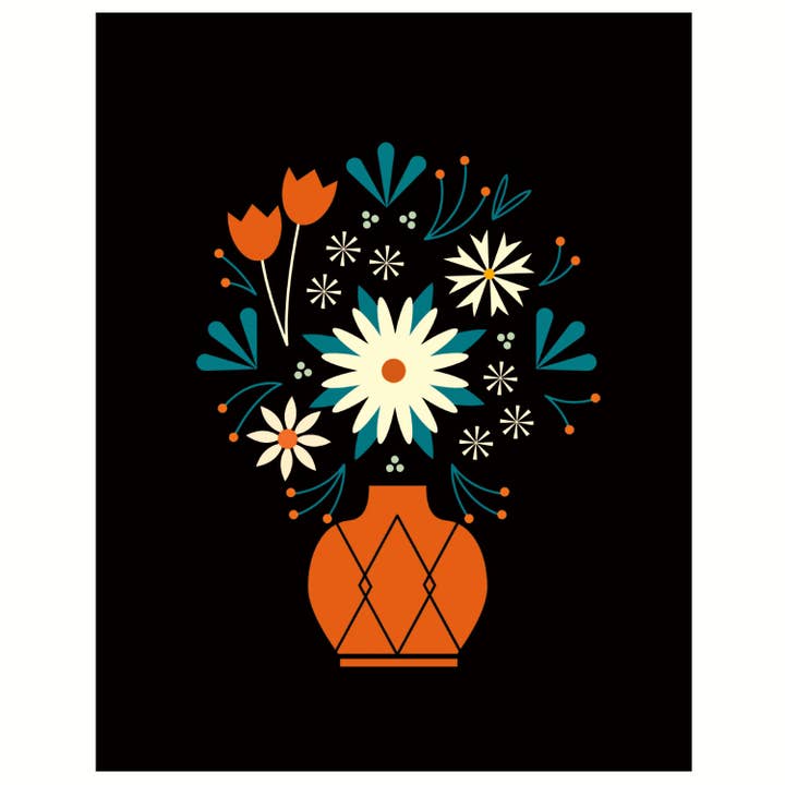 Floral Red Vase Art Print for wholesale by Amber Leaders Designs