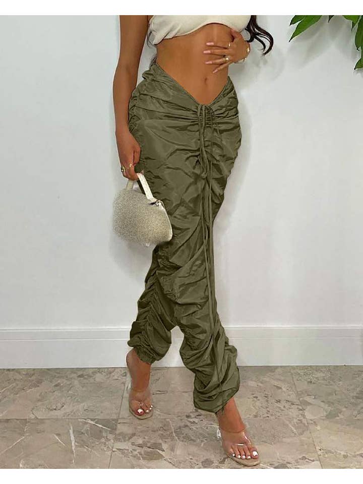 Queen Fashion - Vente Pantalon – femme - pantalon taille haute froncé avec cordon de serrage4