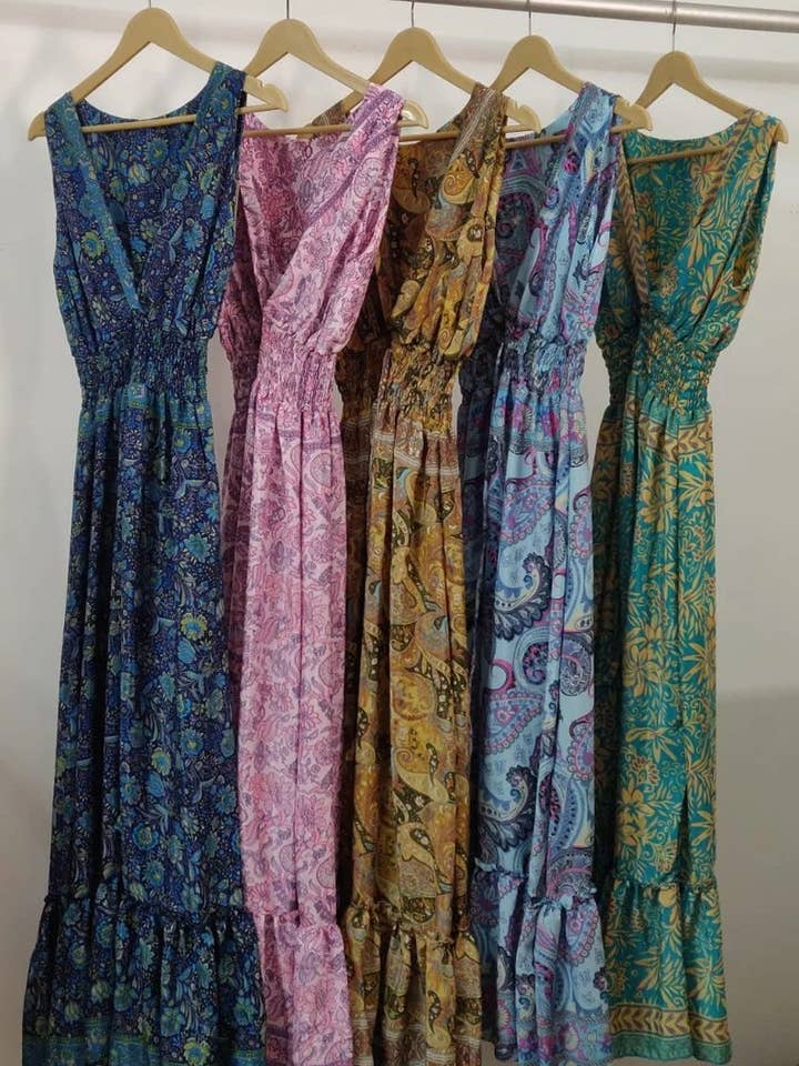 5 Pcs Lot Women's Casual Sleeveless Deep V Neck Dress for wholesale by Bhawana Handicrafts