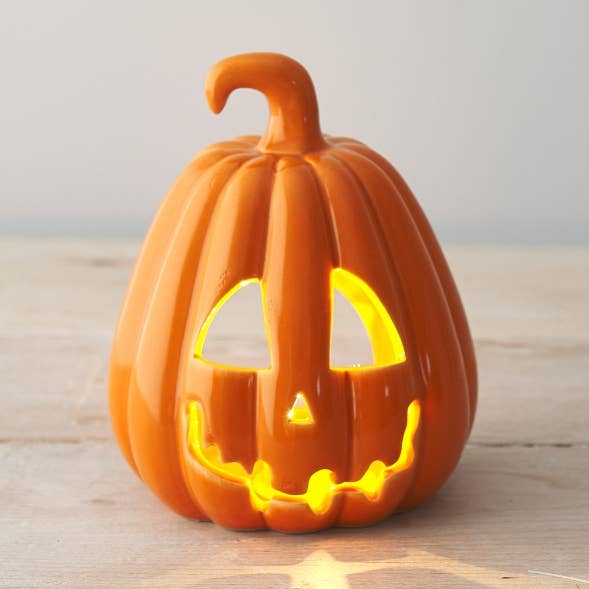 Lanterna a forma di zucca intagliata arancione, 10 cm per la vendita all'ingrosso da parte di Gainsborough Giftware x Portland Living