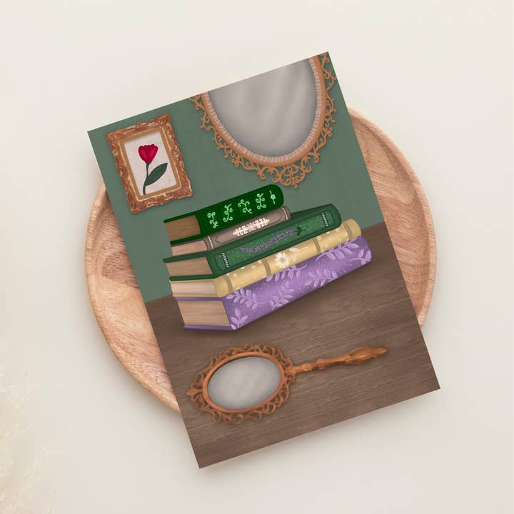 Stack of Books Print - A6, A5, A4, A3 Vintage Wall Art for wholesale by Famjo Boutique