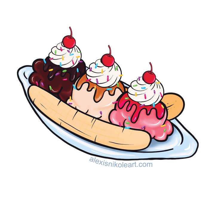 Banana Split Sticker for wholesale by Alexis Nikole