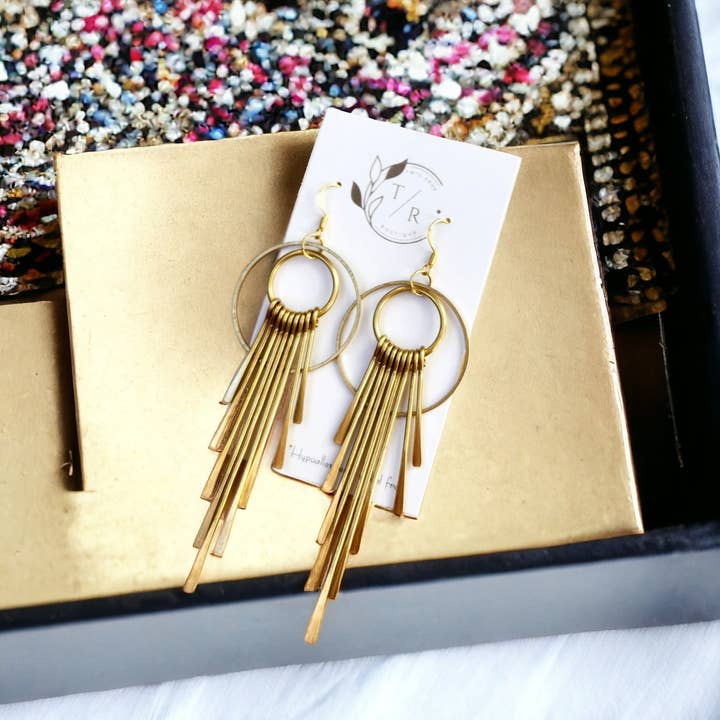 Twig & Rue boutique - Wholesale Dangle Earrings - Celeste| Statement brass and gold dangles3