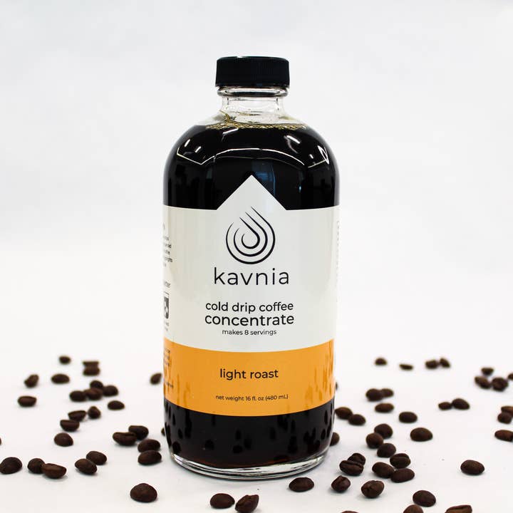 Kavnia Cold Drip Coffee Concentrate, 16oz Light Roast Bottle for wholesale by Kavnia Coffee Company