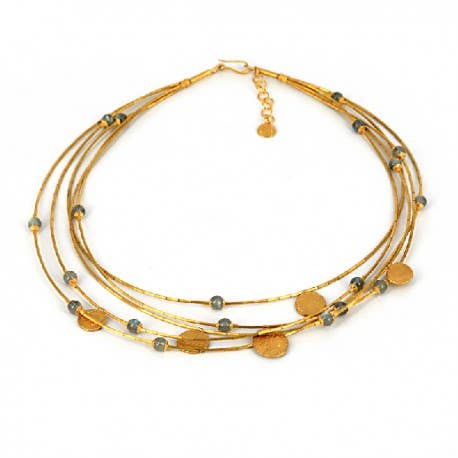 Korczynski Design Jewellery - Vente Collier de perles - Collier en argent plaqué or avec labradorite