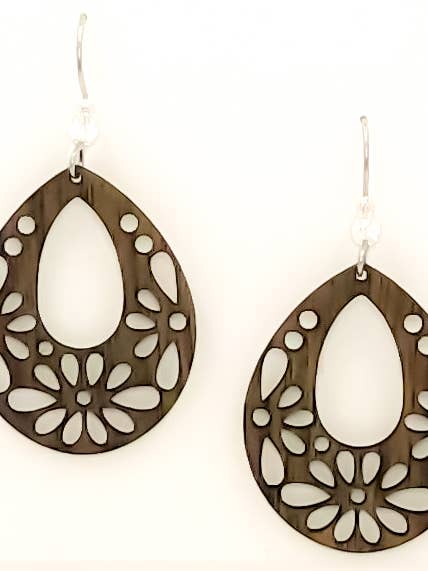 Daisy Open Center Willow Earring Medium with Crystal Bead for wholesale by Woodcutts Inc.