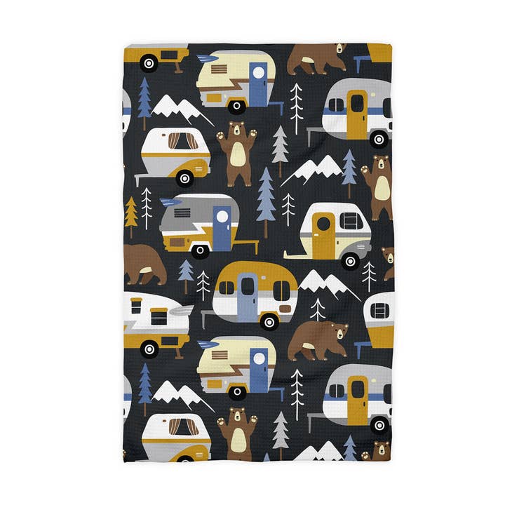 Canary Road - Wholesale Tea Towel - Camper RV Wilderness Camping Mountain Rustic Kitchen Towel1