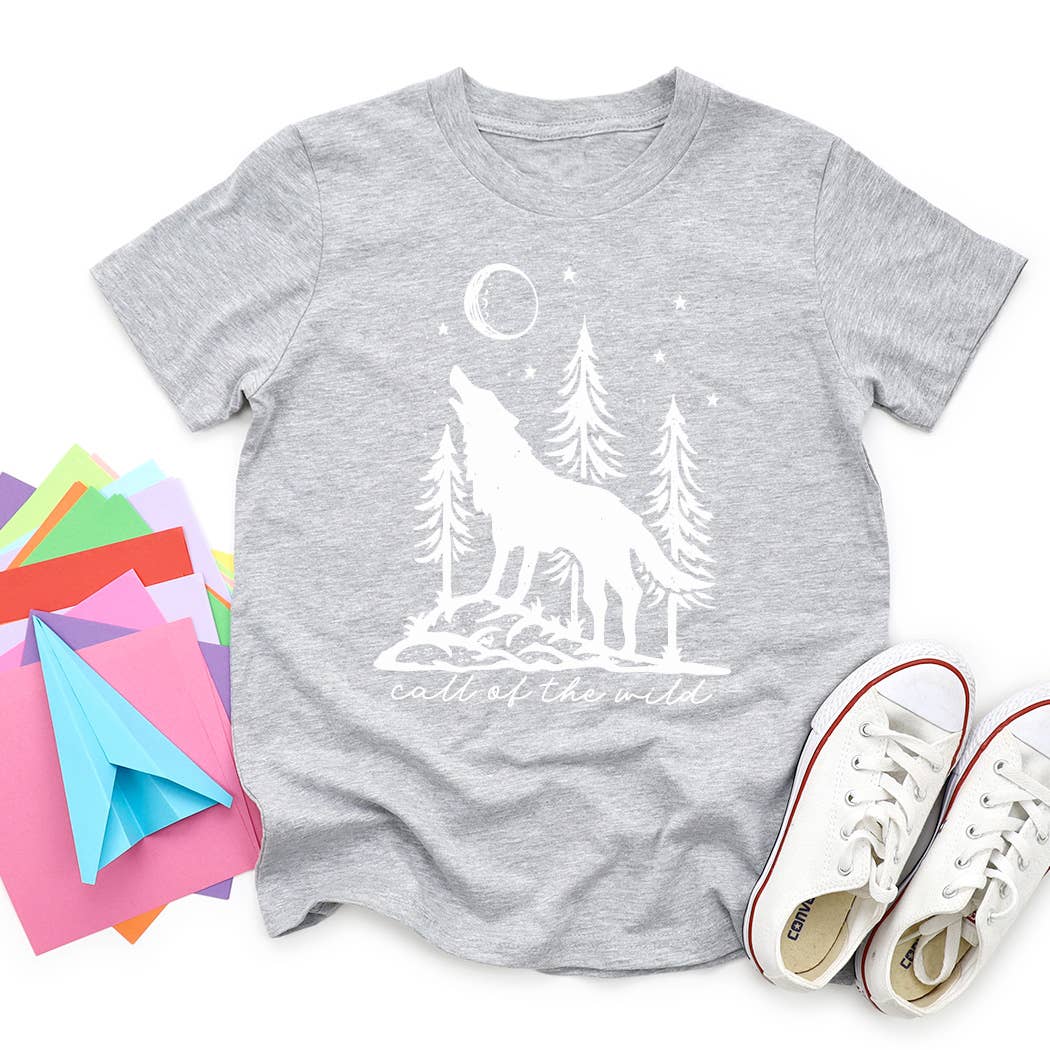 Kids By Kissed Apparel - Wholesale Screen Printed T-Shirt - Kids - Call of the wild wolf and moon graphic tee0
