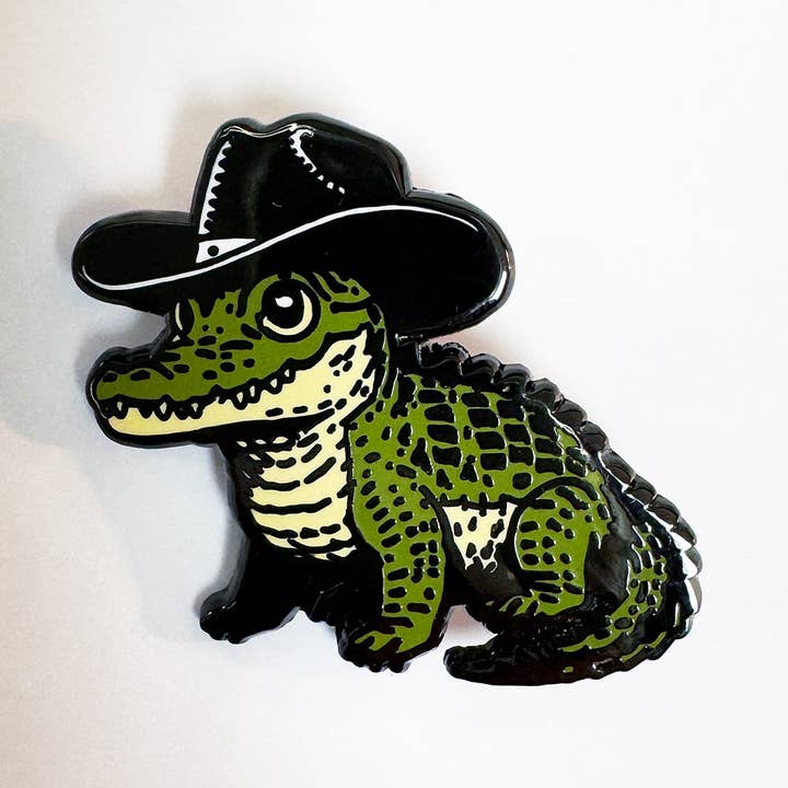 Strike Gently Co - Wholesale Lapel Pin/Button - Cowboy Gator Pin