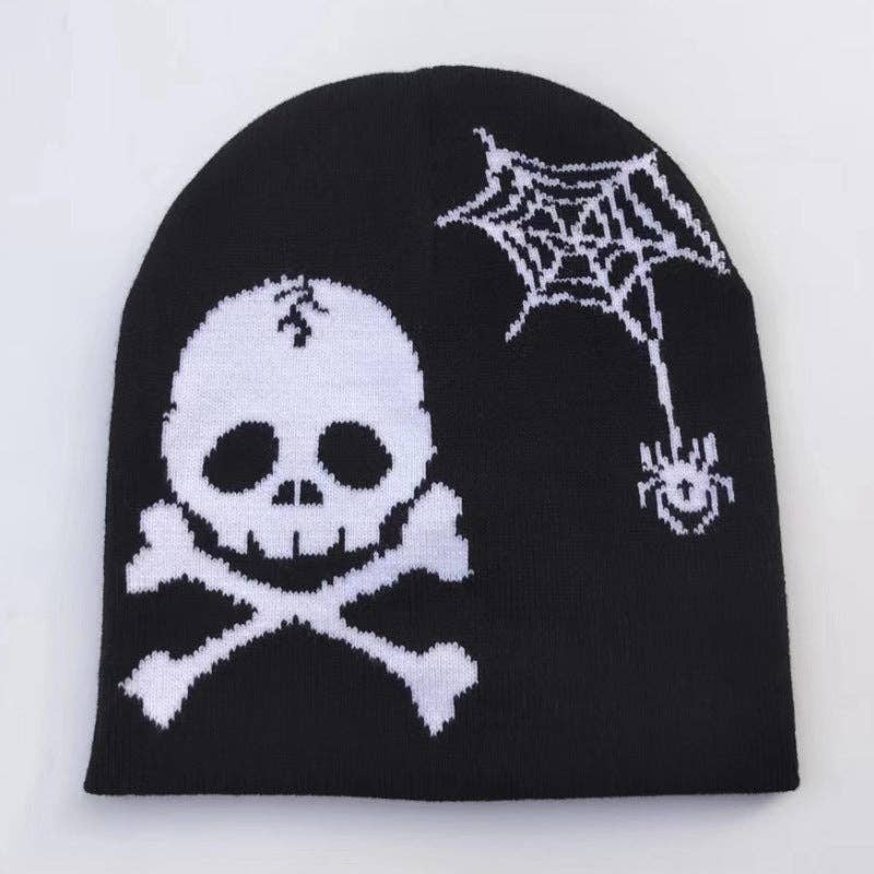 alberalkirk - Wholesale Beanie - Women's - Skull & Bat Jacquard Beanie M5A2490
