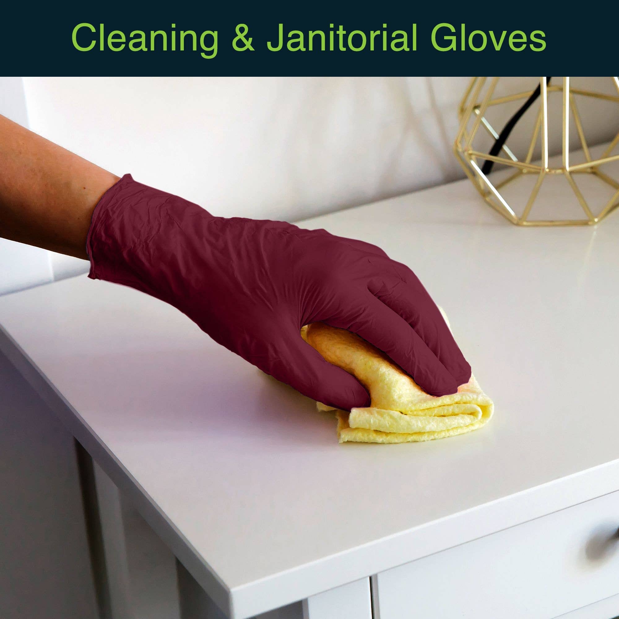 ShopHomeMed - Wholesale Cleaning Gloves - FifthPulse Nitrile Exam Gloves - Burgundy - Box of 200 - S3