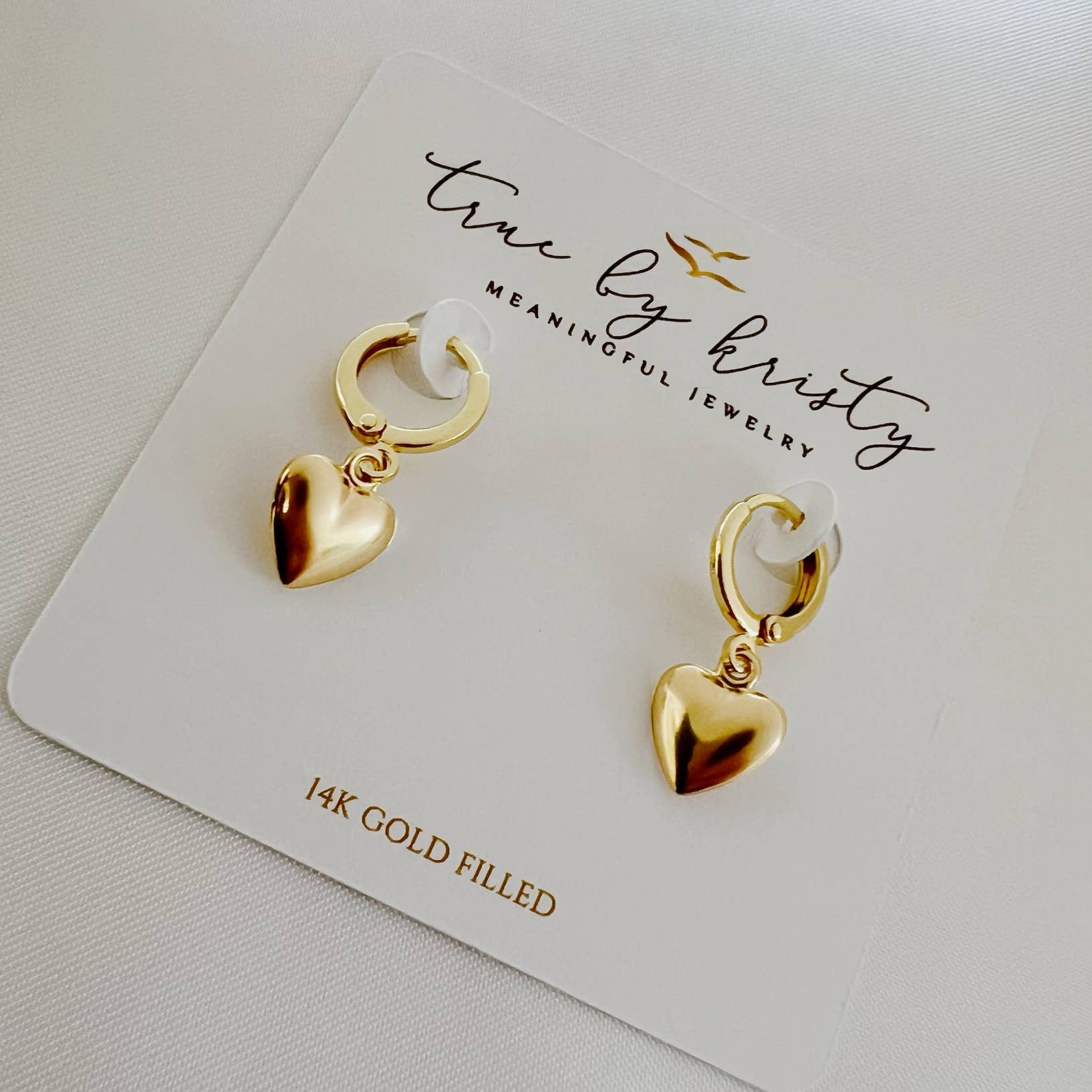 True by Kristy Jewelry - Wholesale Dangle Earrings - Hartley Valentine’s Day Heart Hoops Gold Filled Earrings2