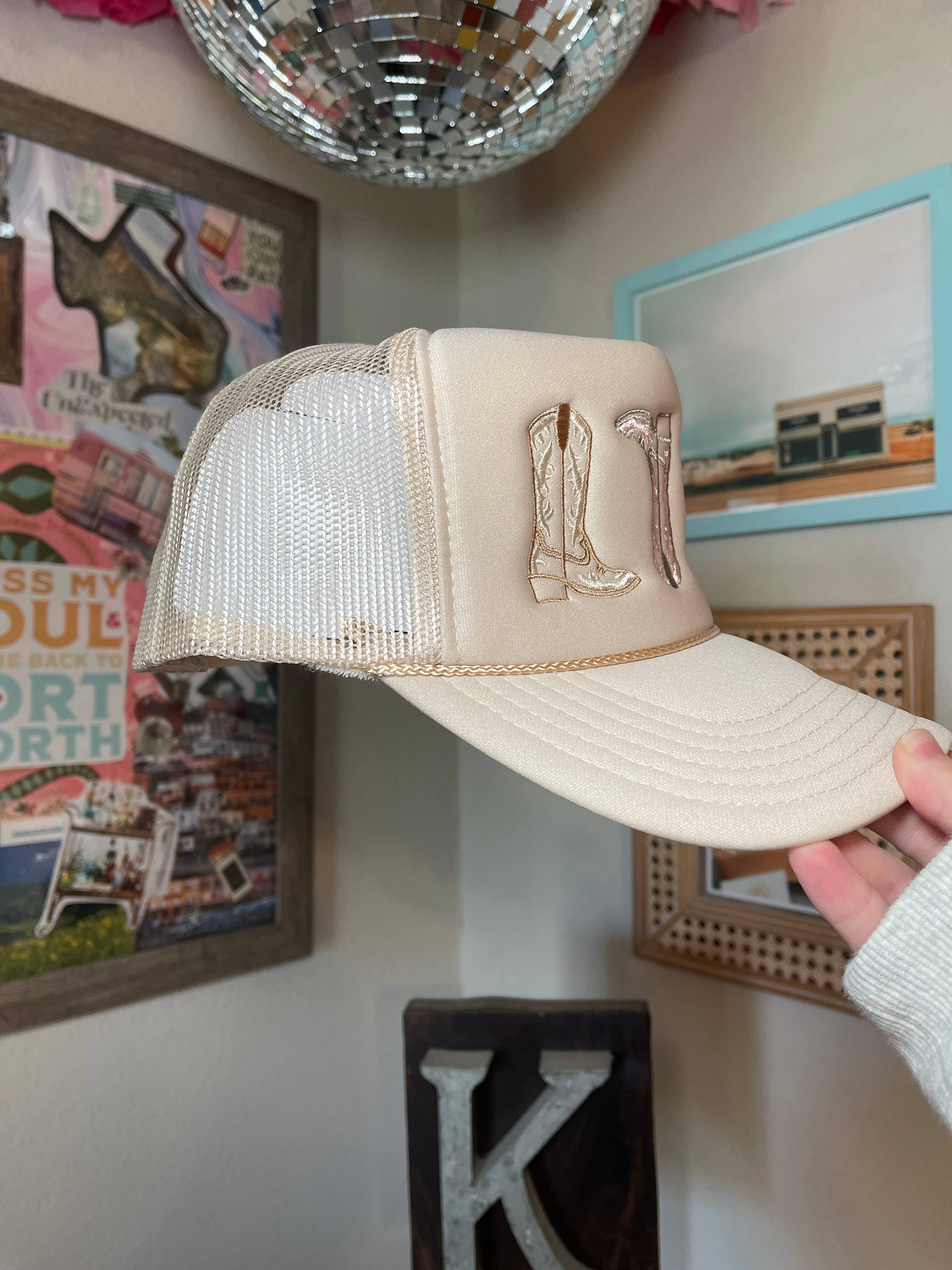 Texas Sun Creative - Wholesale Trucker Hat - Women's - Lainey 3 Boot Embroidered Trucker Hat2