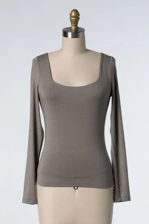 Final Touch - Wholesale Knit Top - Women's - Double Layered Square Neck Basic Top - T1710937