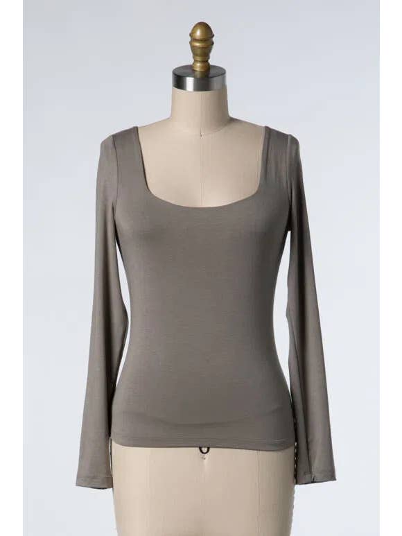 Final Touch - Wholesale Knit Top - Women's - Double Layered Square Neck Basic Top - T1710937