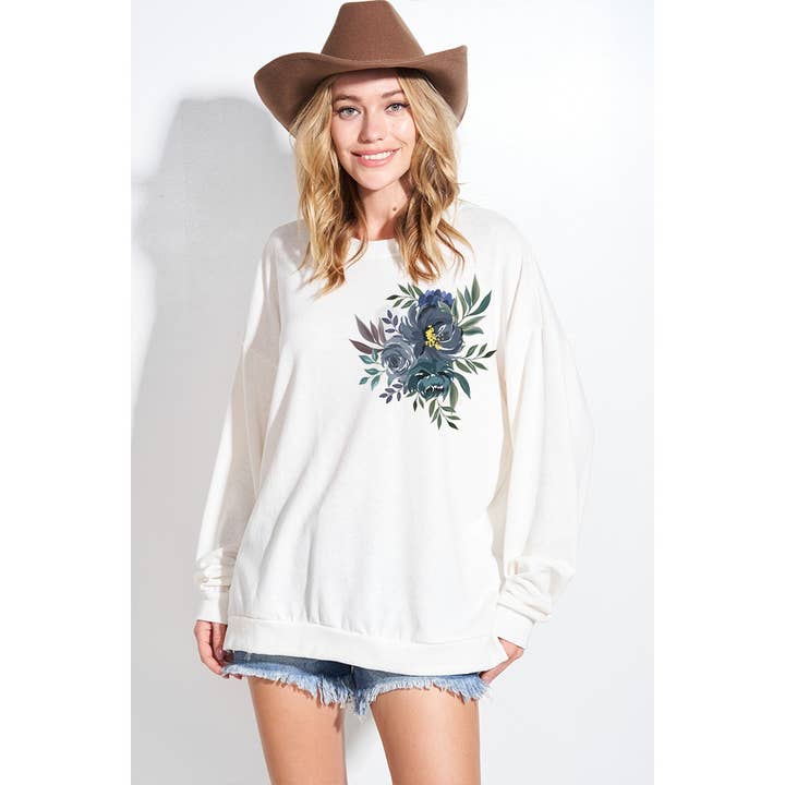 Sweatshirts met bloemenprint in triblend voor wholesale door Phil Love
