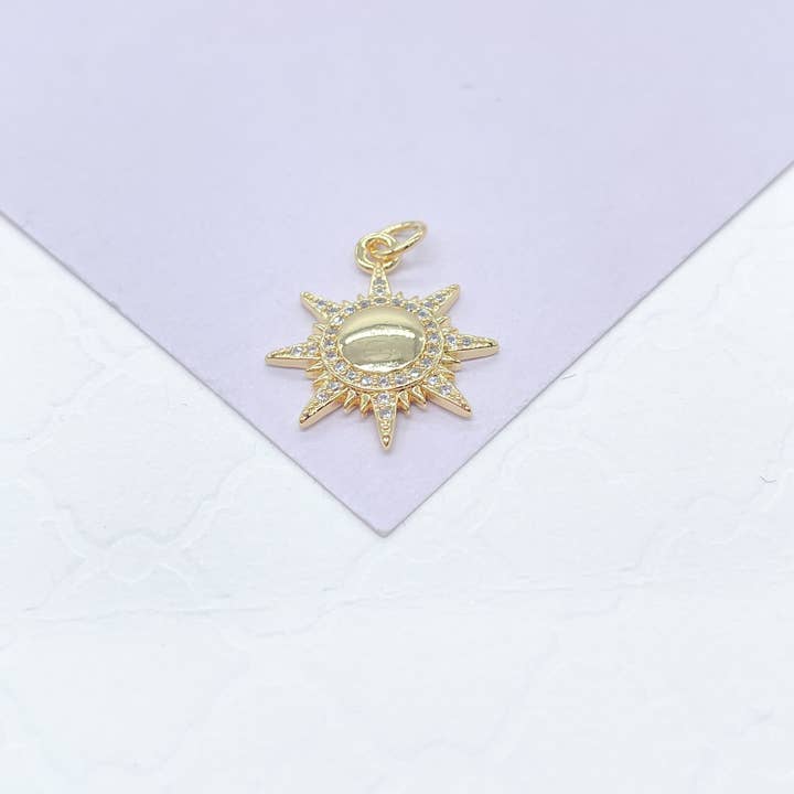 Milie - Vendita all'ingrosso Ciondolo/pendente - Ciondolo Sole 18k GF con Raggi Pavé Bianchi1