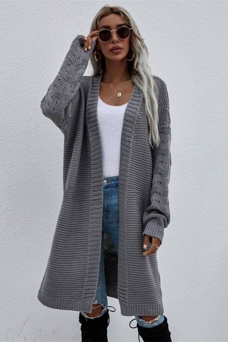 NINEXIS - Wholesale Cardigan - Women's - CWOCAL374 Casual Open Front Long Cardigan Sweater2