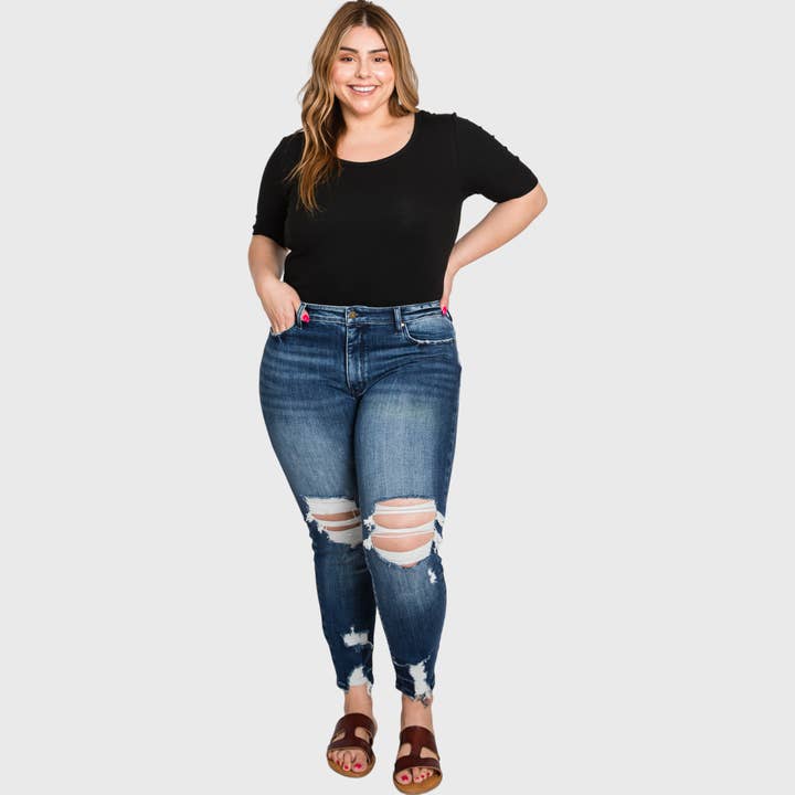 TX920HA-T (PLUS SIZE) HIGH RISE ANKLE SKINNY JEANS for wholesale by Petra153