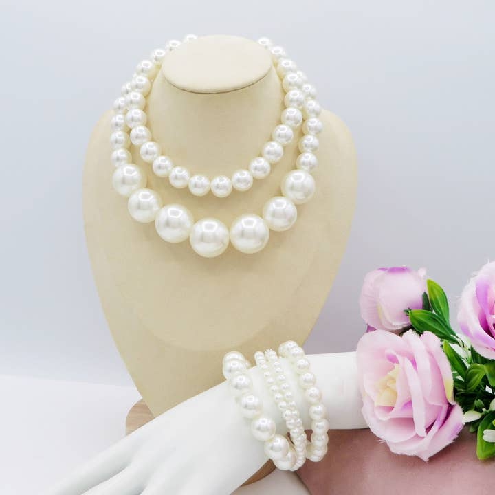 PANNA MAXI PEARLS DEGRADE - SET 2 Collane perle XL girocollo degrade' for wholesale on Faire4