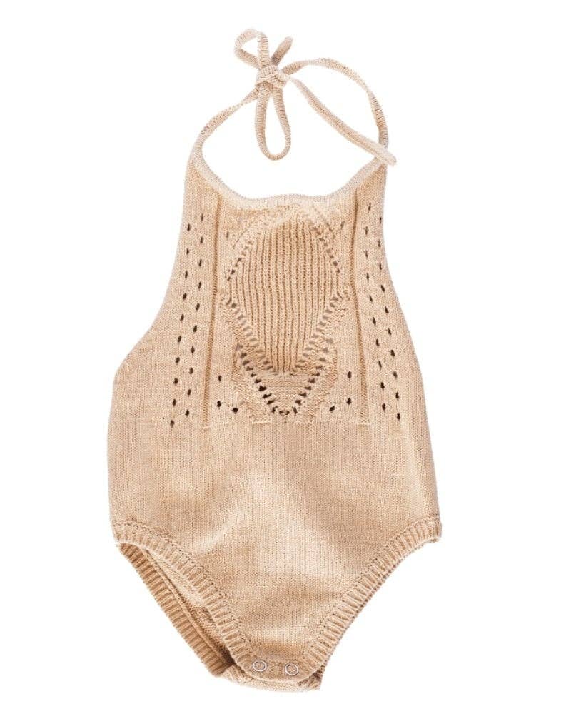 Bailey's Blossoms - Wholesale Bodysuit (Non-Footed) - Baby - Drake Crochet Halter Romper - Vanilla Cream10