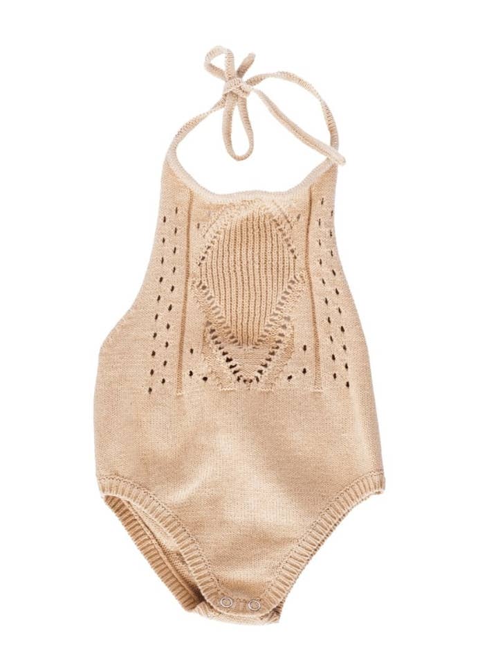 Bailey's Blossoms - Wholesale Bodysuit (Non-Footed) - Baby - Drake Crochet Halter Romper - Vanilla Cream10