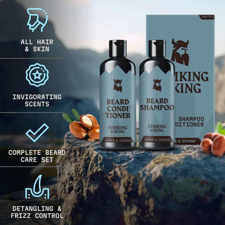 Striking Viking - Wholesale Beard Wash/Shampoo - Beard Shampoo & Conditioner Cologne - Argan & Jojoba Oil2