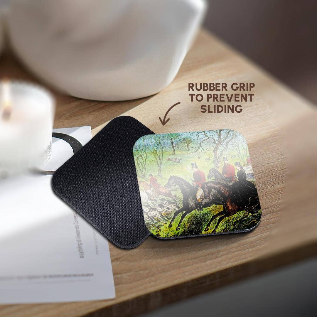 3dRose - Wholesale Coasters - 3dRose, Life of King Edward No. 26 The Fox Hunt Vintage Magic Lantern 1910, Coaster10