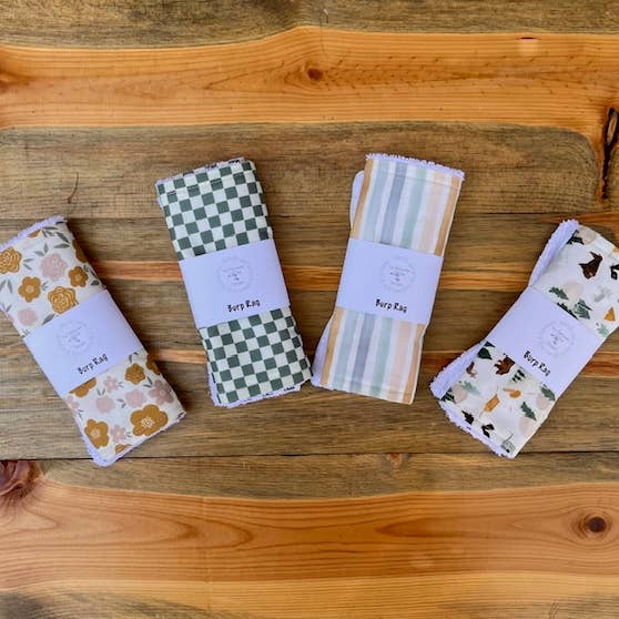 Tiny Treasures Designs - Wholesale Burp Cloth - Baby - Designer Cotton Terry Cloth Burp Rag, 7"x17"