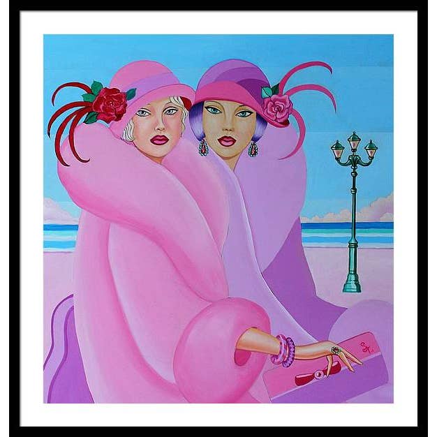 Sharon Tatem Fashion LLC - Wholesale Art Print - Palm Beach Pink Ladies - Framed Print28
