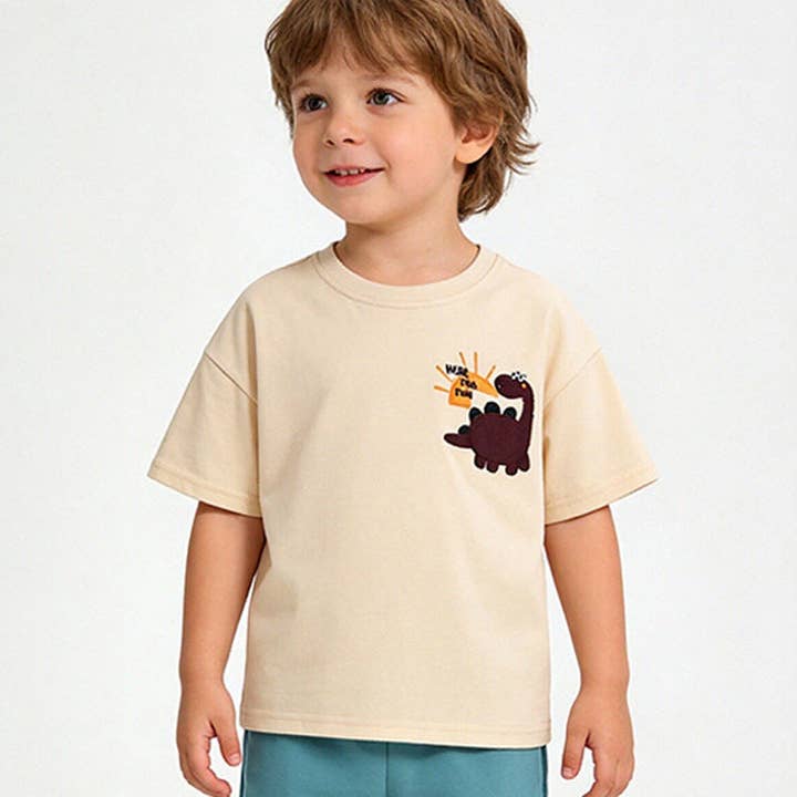 Cartoon Dinosaur Short Sleeve Outfit Cotton Casual Set for wholesale by The Find Peaks