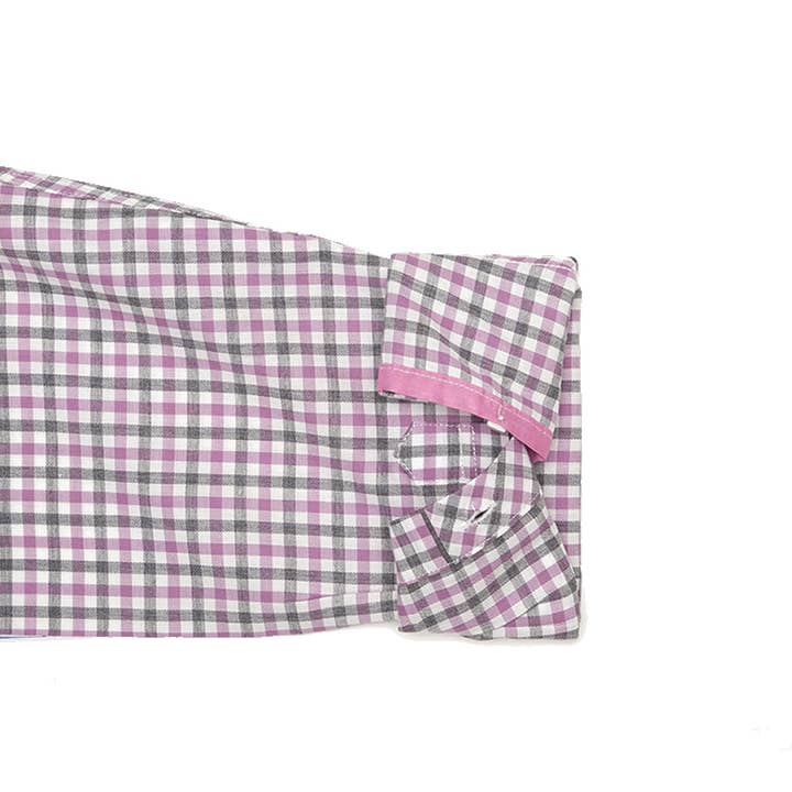 Jeremy Argyle - Vendita all'ingrosso Camicia button down - Uomo - Brickell viola e grigio a quadri